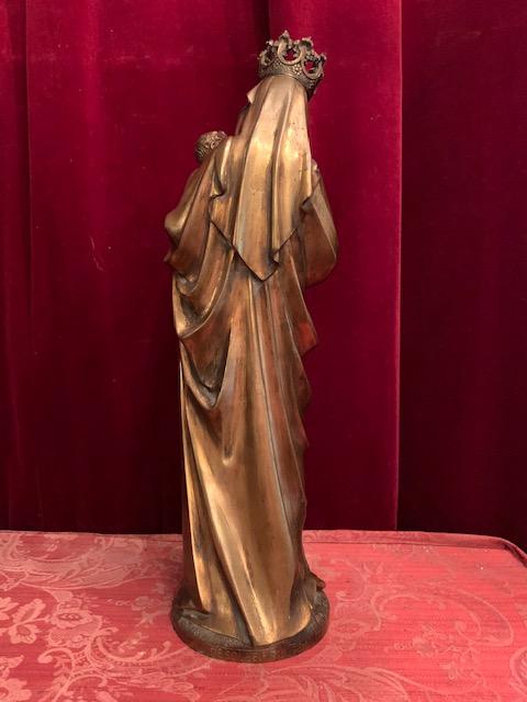 1 Gothic - style Madonna With Child Signed:  Desclee Freres