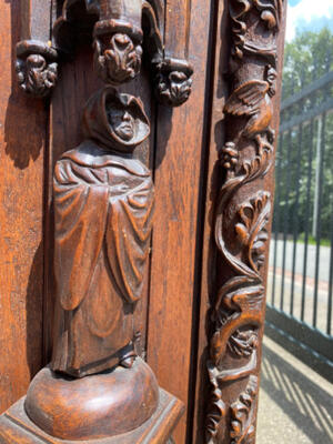 Mirror style Gothic - style en Oak wood, Belgium  19 th century ( Anno 1865 )