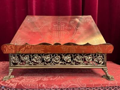 Missal Stand  style Gothic - Style en Brass / Bronze Engraved , Belgium  19 th century ( Anno 1875 )