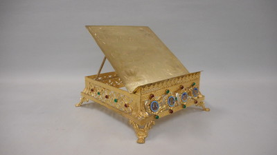 Missal Stand Adjustable style Gothic - Style en Brass / Bronze / Enamel, France 19 th century