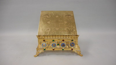 Missal Stand Adjustable style Gothic - Style en Brass / Bronze / Enamel, France 19 th century