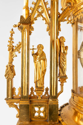 Monstrance  style Gothic - Style en Brass / Bronze / Gilt / Glass, Belgium  19 th century