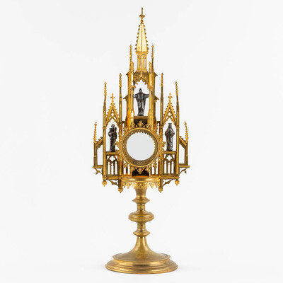 Monstrance  style Gothic - Style en Bronze Gilt, Belgium  19 th century