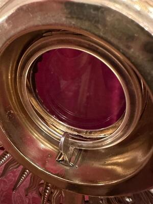 Monstrance  style Gothic - Style en Brass / Gilt / Stones / Glass, France 19 th century ( Anno 1885 )