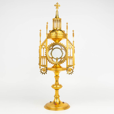 Monstrance style Gothic - style en Brass / Bronze / Gilt, Belgium 19 th century