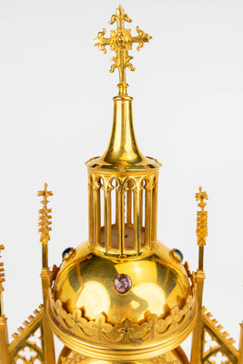 Monstrance style Gothic - style en Brass / Bronze / Gilt, Belgium 19 th century