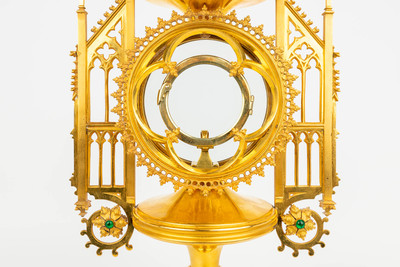 Monstrance style Gothic - style en Brass / Bronze / Gilt, Belgium 19 th century