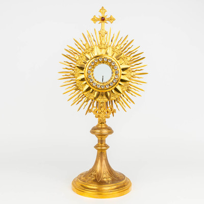 Monstrance  style Gothic - style en Brass / Gilt / Stones / Glass, Belgium 19 th century