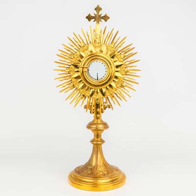 Monstrance  style Gothic - style en Brass / Gilt / Stones / Glass, Belgium 19 th century