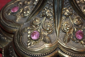 Monstrance / Gemstones  style Gothic - style en full silver, France 19th century / anno 1870