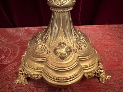 Monstrance With Original Case style Gothic - Style en Brass / Gilt / Stones / Glass, France 19 th century ( Anno 1865 )