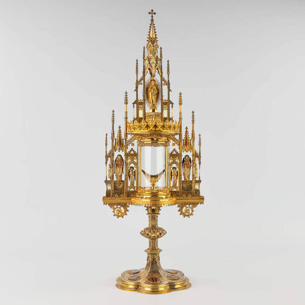 1 Gothic - Style Monstrance With Original Case By : Bourdon.