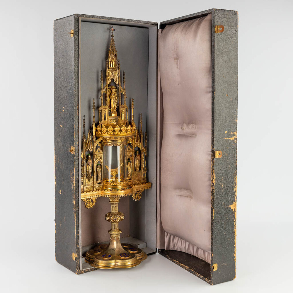 1 Gothic - Style Monstrance With Original Case By : Bourdon.