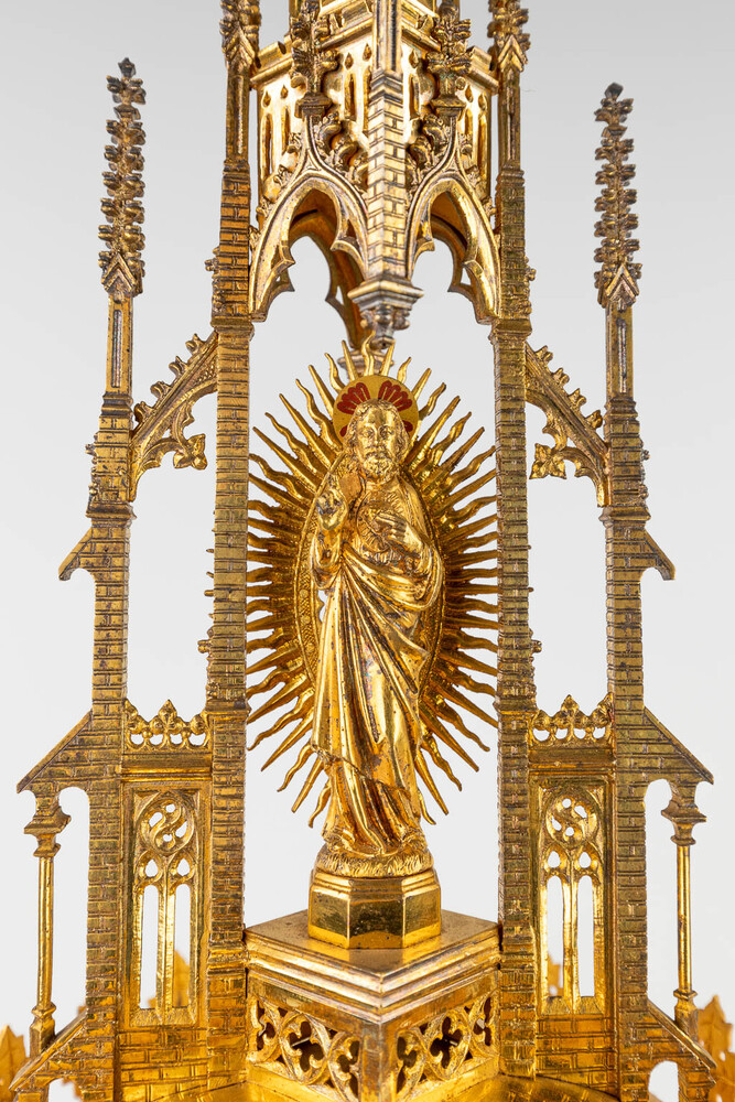1 Gothic - Style Monstrance With Original Case By : Bourdon.