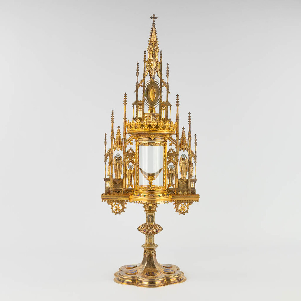 1 Gothic - Style Monstrance With Original Case By : Bourdon.
