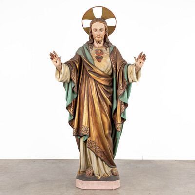 1 Gothic - Style More Than Life Size Sacred Heart Statue