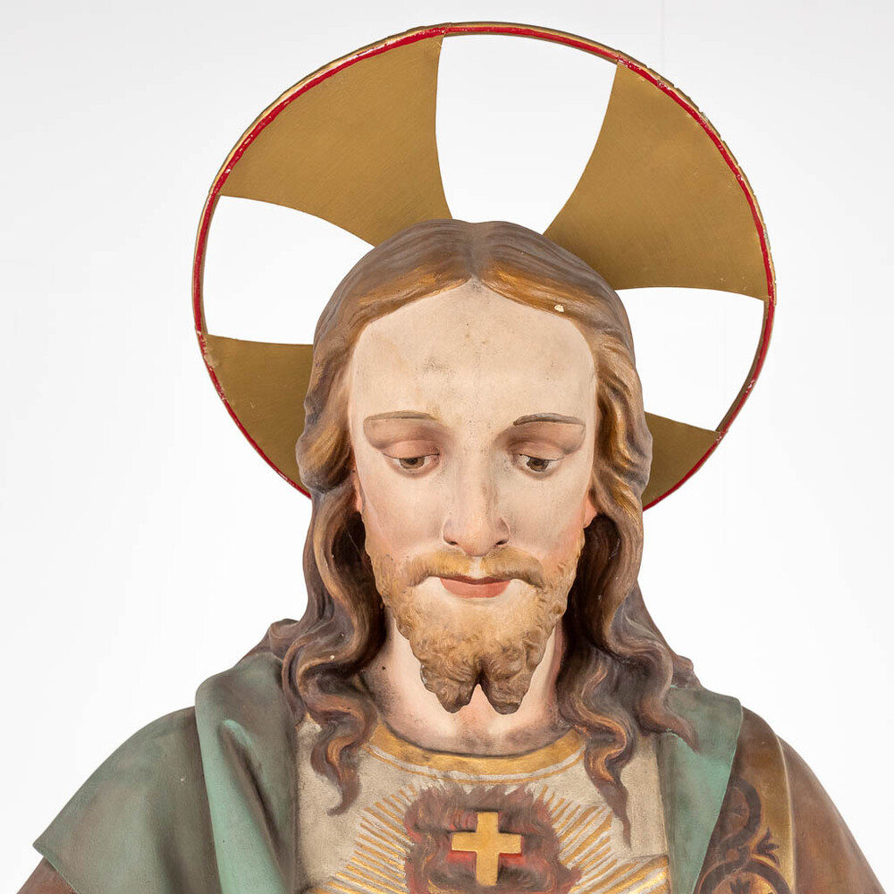 1 Gothic - Style More Than Life Size Sacred Heart Statue