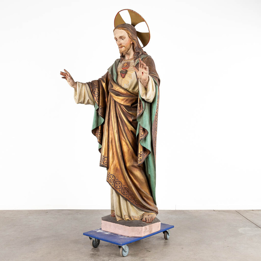 1 Gothic - Style More Than Life Size Sacred Heart Statue