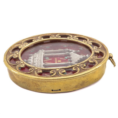 Multi -Reliquary  style Gothic - style en Brass / Glass / Originally Sealed, Italy 19 th century ( anno 1840 )