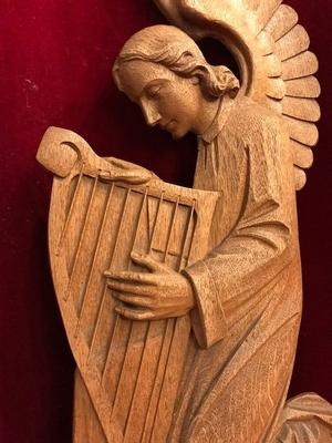 Music Angel  style Gothic - style en hand-carved wood Oak, Dutch 20th century ( Anno 1920 )