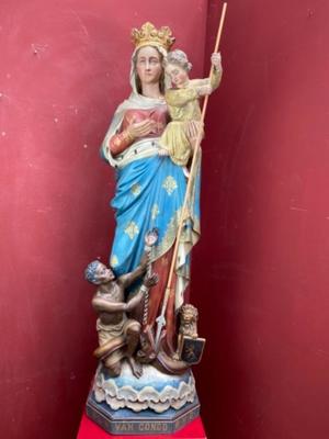 Our Lady Of Congo  style Gothic - Style en Plaster polychrome, Belgium 19 th century