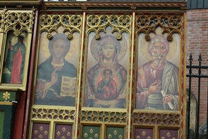 Panelling style Gothic - style en wood polychrome, Belgium 19th century