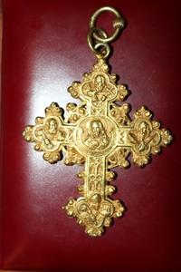 Pectoral Cross / Pectorale.Full Silver Gilt. Higher Price Range ! Cross Of Joannes Baptista Malou. Bishop Of Bruges - Belgium (1848 - 1864) style Gothic - style en full silver / Gilt. Signed and Marked., Belgium 19th century. 1854