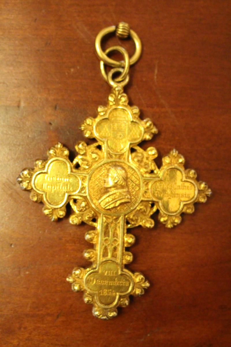 1 Gothic - style Pectoral Cross / Pectorale.Full Silver Gilt. Higher Price Range ! Cross Of Joannes Baptista Malou. Bishop Of Bruges - Belgium (1848 - 1864)