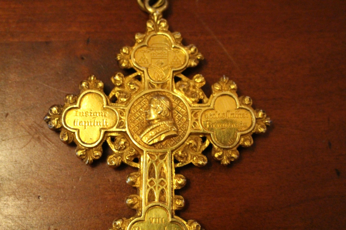 1 Gothic - style Pectoral Cross / Pectorale.Full Silver Gilt. Higher Price Range ! Cross Of Joannes Baptista Malou. Bishop Of Bruges - Belgium (1848 - 1864)