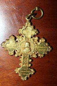 Pectoral Cross / Pectorale.Full Silver Gilt. Higher Price Range ! Cross Of Joannes Baptista Malou. Bishop Of Bruges - Belgium (1848 - 1864) style Gothic - style en full silver / Gilt. Signed and Marked., Belgium 19th century. 1854