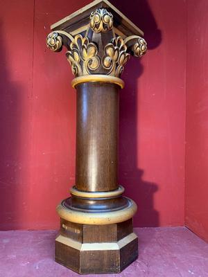 Pedestal style Gothic - Style en wood polychrome, Belgium 19th century