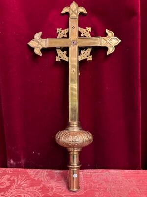 Processional Cross style Gothic - Style en Brass / Bronze, Belgium  19 th century ( Anno 1865 )
