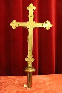 Processional - Cross style Gothic - style en Bronze / Gilt, Belgium 19th century