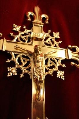 Processional - Cross style Gothic - style en Bronze / Polished and Varnished, France 19th century