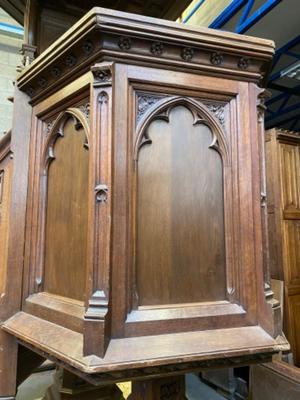 Pulpit style Gothic - style en Oak wood, Belgium 19 th century