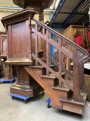 Pulpit style Gothic - style en Oak wood, Belgium 19 th century