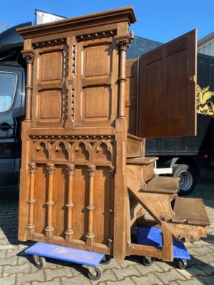 Pulpit style Gothic - style en Oak wood, Belgium  19 th century