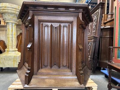 Pulpit Build Into Small Barr style Gothic Style  en Oak Wood, Belgium 19th Century