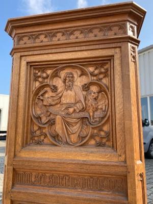 Pulpit Fully Hanc - Carved Reliefs Of The 4 Evangelists style Gothic - Style en Oak wood, Belgium 19 th century ( Anno 1890 )