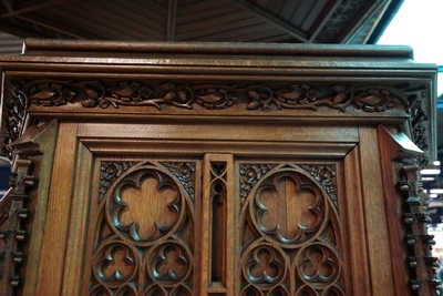 Pulpit Measurements ( Inches ) Are Displayed In A Picture. style Gothic - style en Oak wood, Belgium 19th century ( anno 1870 )