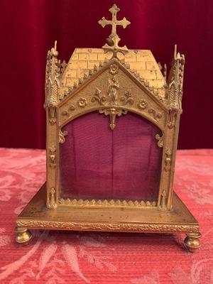 Relic - Relic Of The True Cross style Gothic - Style en Brass / Gilt / Glass , France 19th century