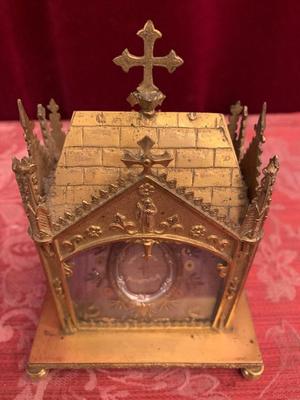 Relic - Relic Of The True Cross style Gothic - Style en Brass / Gilt / Glass , France 19th century