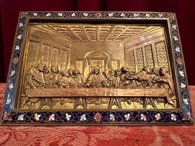 Relief Last Supper style Gothic - Style en Brass / Bronze / Enamel, France 19 th century ( Anno 1887 )