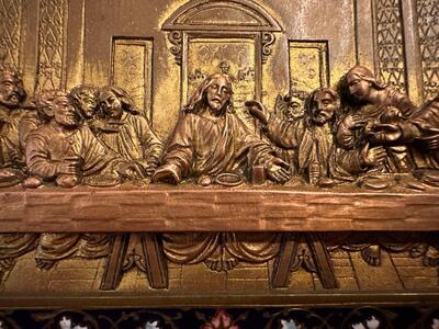Relief Last Supper style Gothic - Style en Brass / Bronze / Enamel, France 19 th century ( Anno 1887 )
