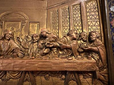 Relief Last Supper style Gothic - Style en Brass / Bronze / Enamel, France 19 th century ( Anno 1887 )