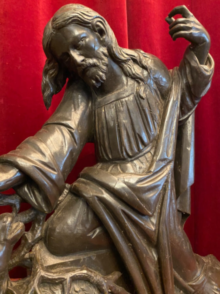 1 Gothic - style Relief Sculpture: Jesus And The Burning Bush