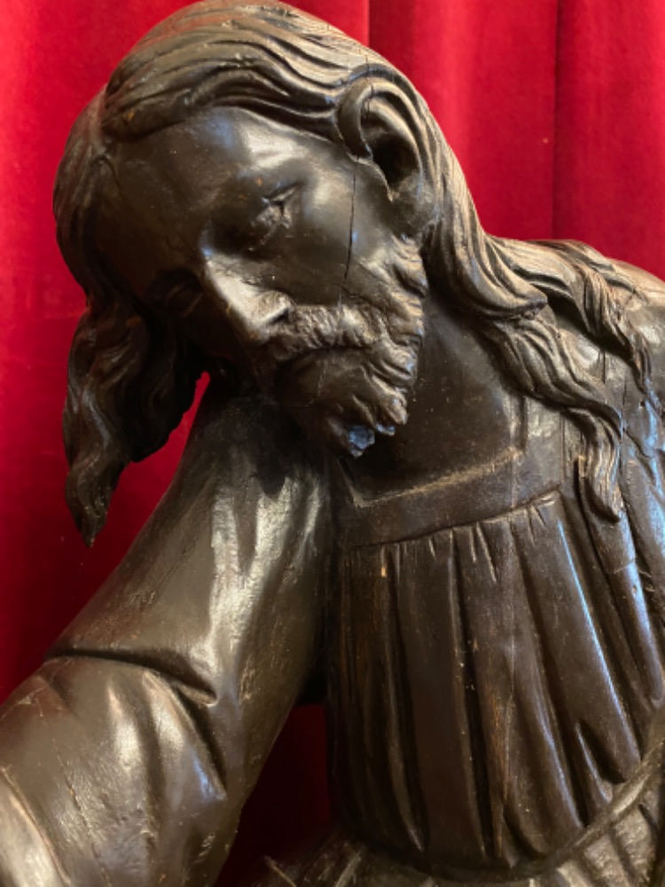 1 Gothic - style Relief Sculpture: Jesus And The Burning Bush