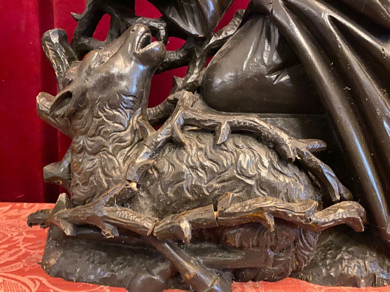 1 Gothic - style Relief Sculpture: Jesus And The Burning Bush