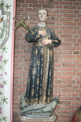 Religious Statue St. Gerardus Of Majella  style Gothic - Style en PLASTER POLYCHROME, Belgium 19th century ( anno 1866 )