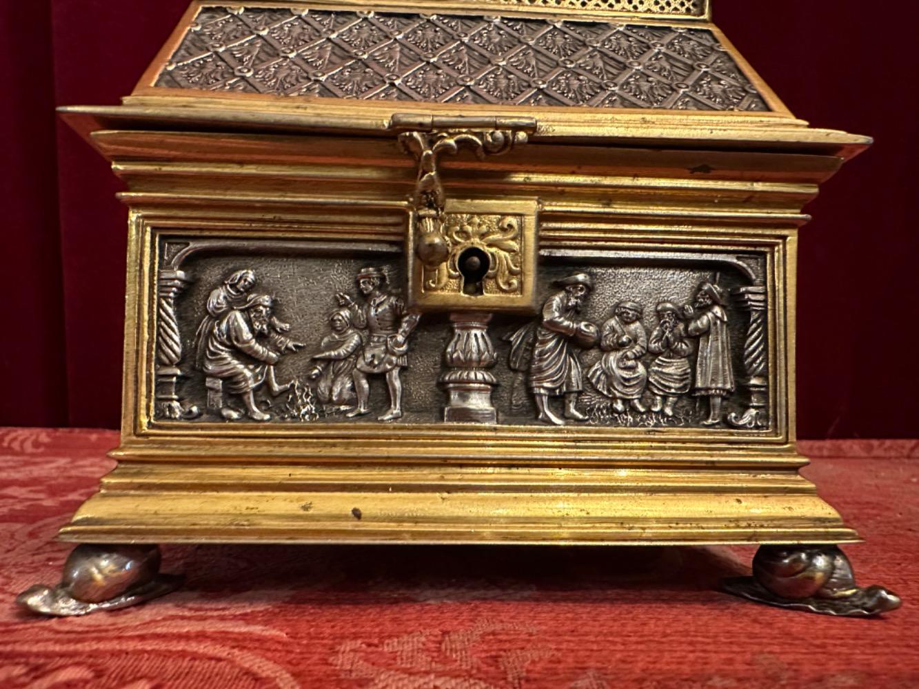 1 Gothic - Style Reliquary Gothic Style Silver And Gilt Ecclesiastical Box